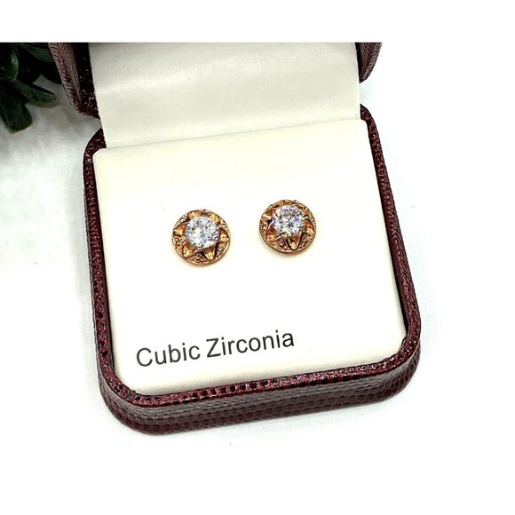 Tivoli Cubic Zirconia Rose Gold-Tone Stud Earrings - Picture 1 of 3